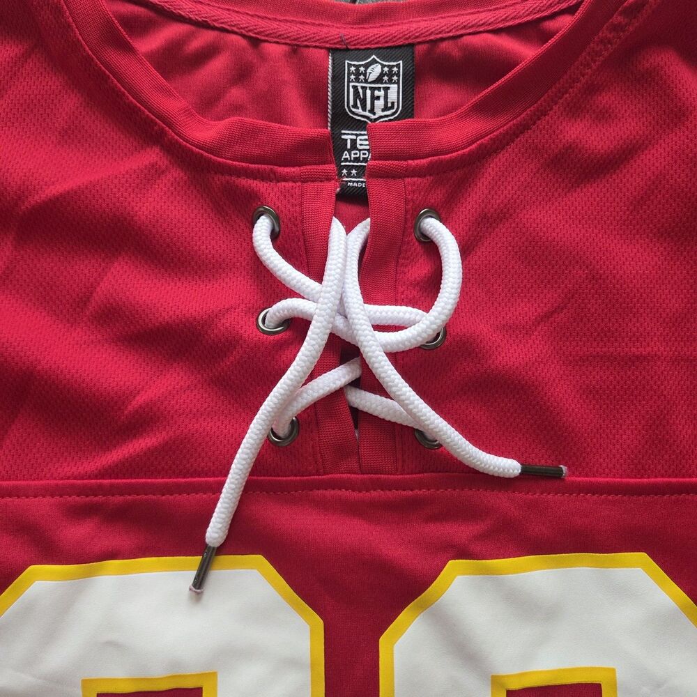 NFL Team Apparel Kansas City Chiefs "60" Lace-Up Short Sleeve Shirt Red M - Picture 2 of 4